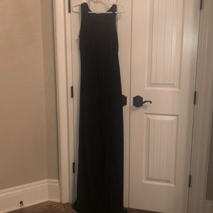 Full length cocktail dress with tie ruching